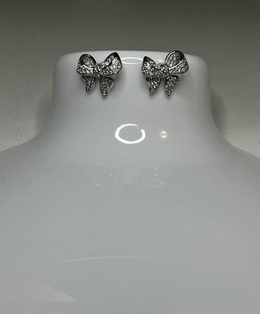 Silver Bow Earrings
