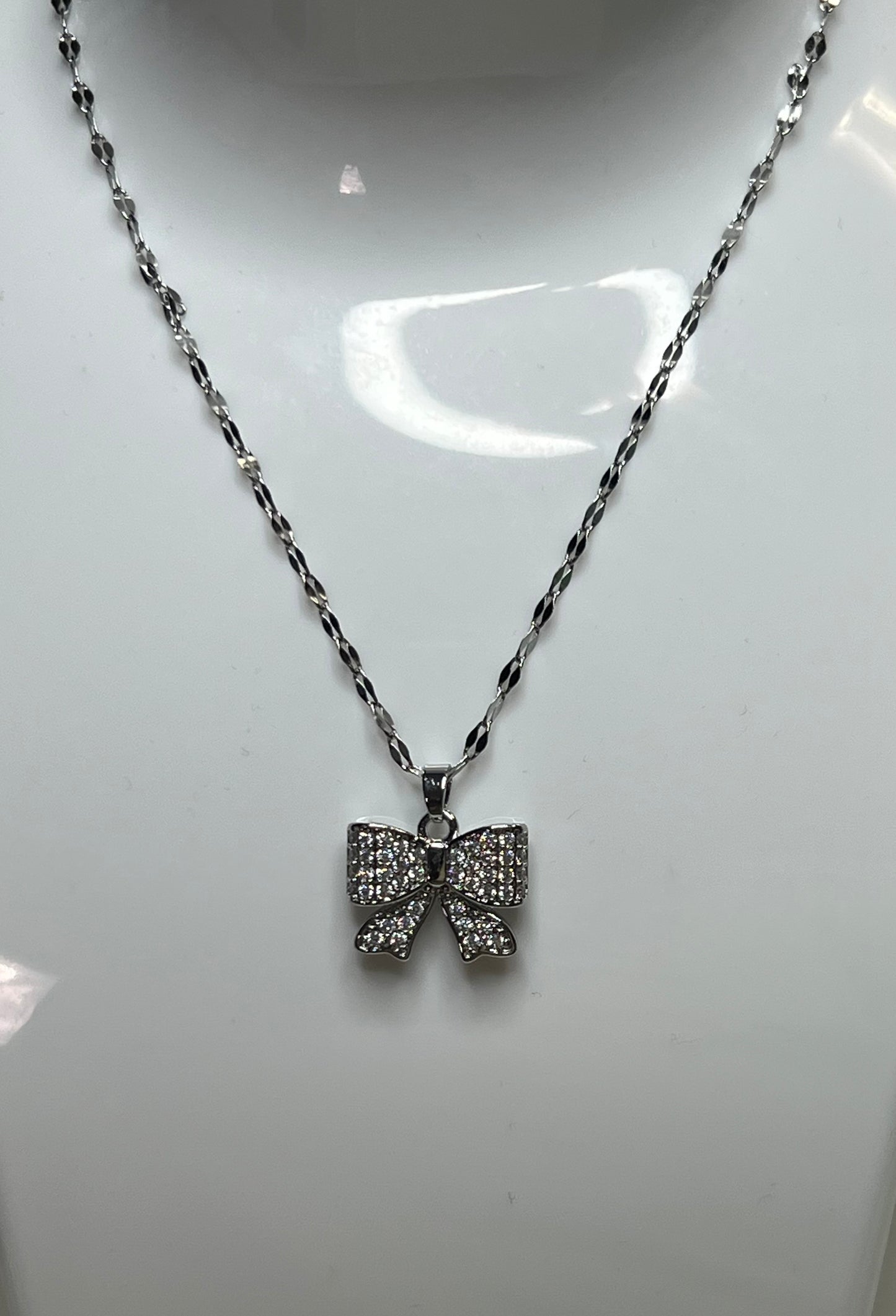 Silver Bow Necklace